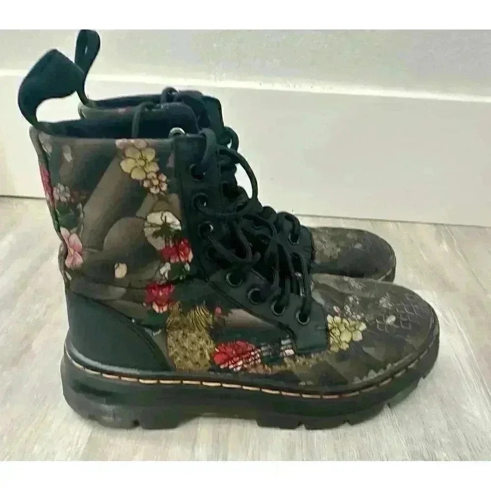 Dr Martens 1460 Floral Print Combat Boots Women's Size 3 UK 5 US 5